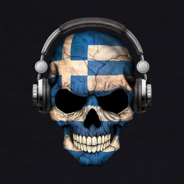 Dark Skull Deejay with Greek Flag by jeffbartels